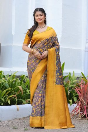 Royal Yellow Handwoven Banarasi Silk Saree with Exclusive Jacquard Border