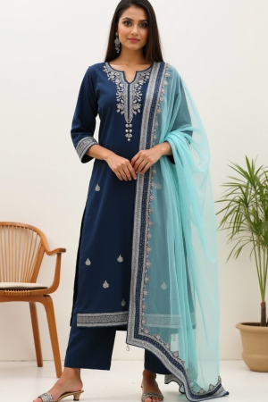 Rama Zariwork Art Silk Readymade Salwar Suit
