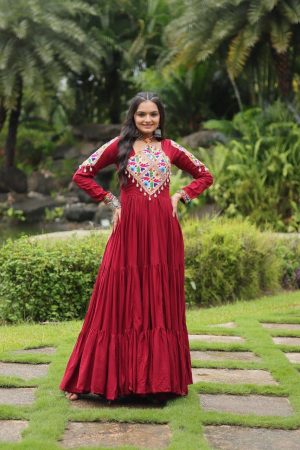 Maroon Colored Attractive Partywear Gown