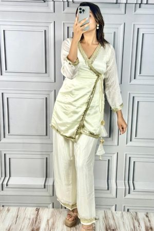 Off White Chinon Silk Cord Set