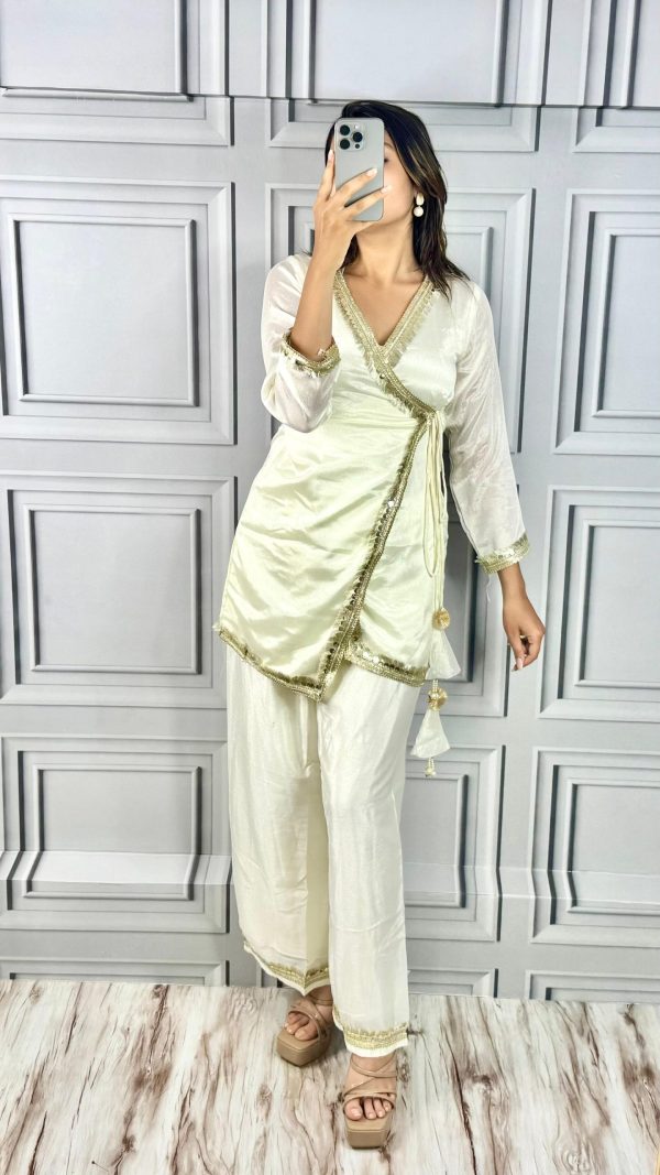 Off White Chinon Silk Cord Set