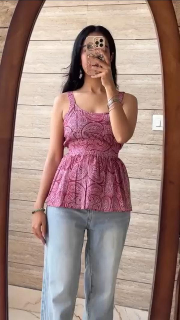 Pink Short Western Tunic Tops - Image 2