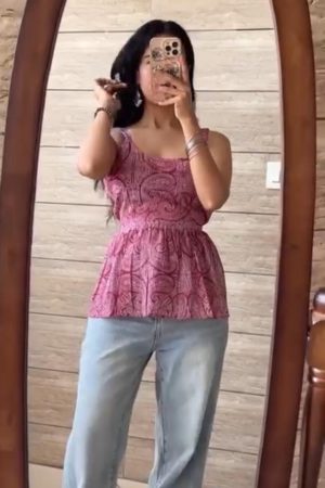 Pink Short Western Tunic Tops