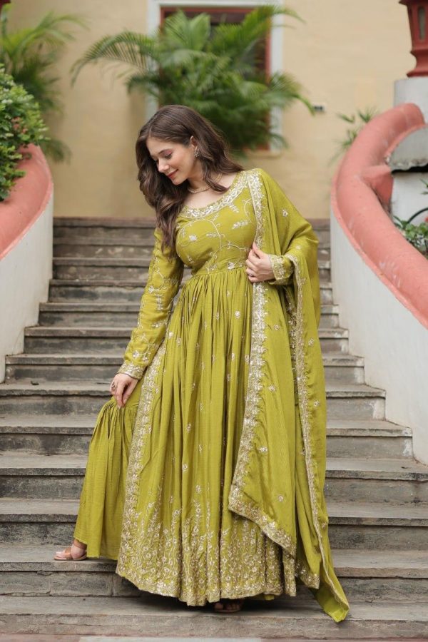 Rama Chinon with Rich Sequins Embroidered work Sharara Pair - Image 3