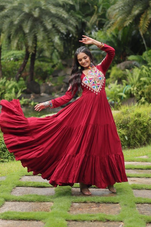 Maroon Colored Attractive Partywear Gown - Image 3