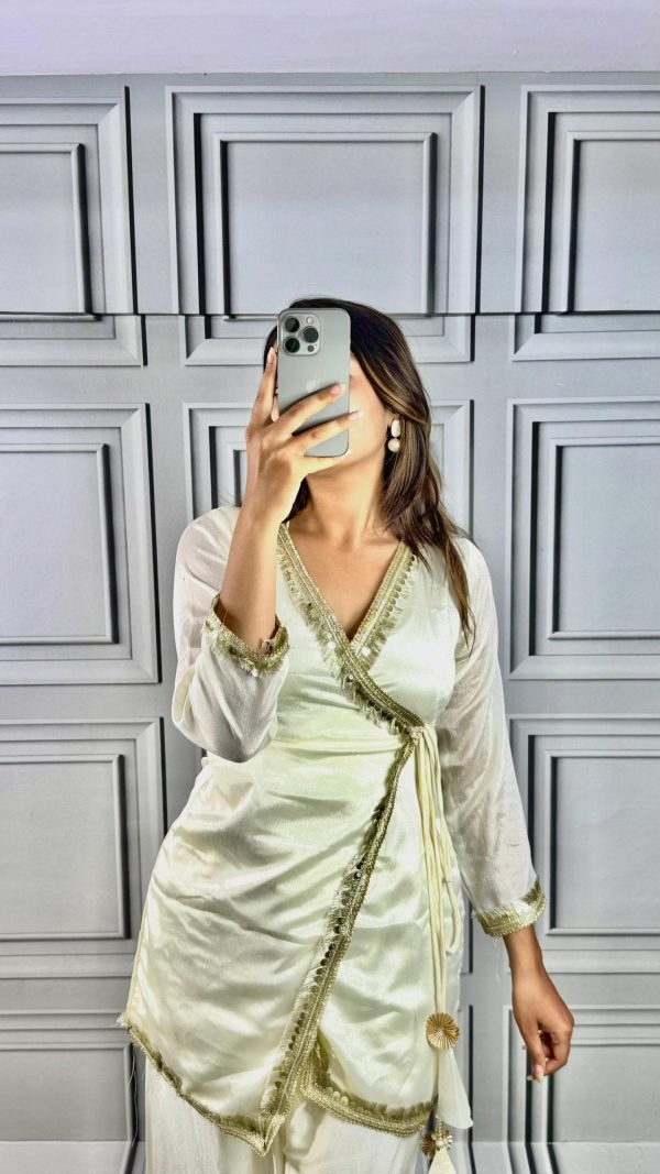 Off White Chinon Silk Cord Set - Image 2