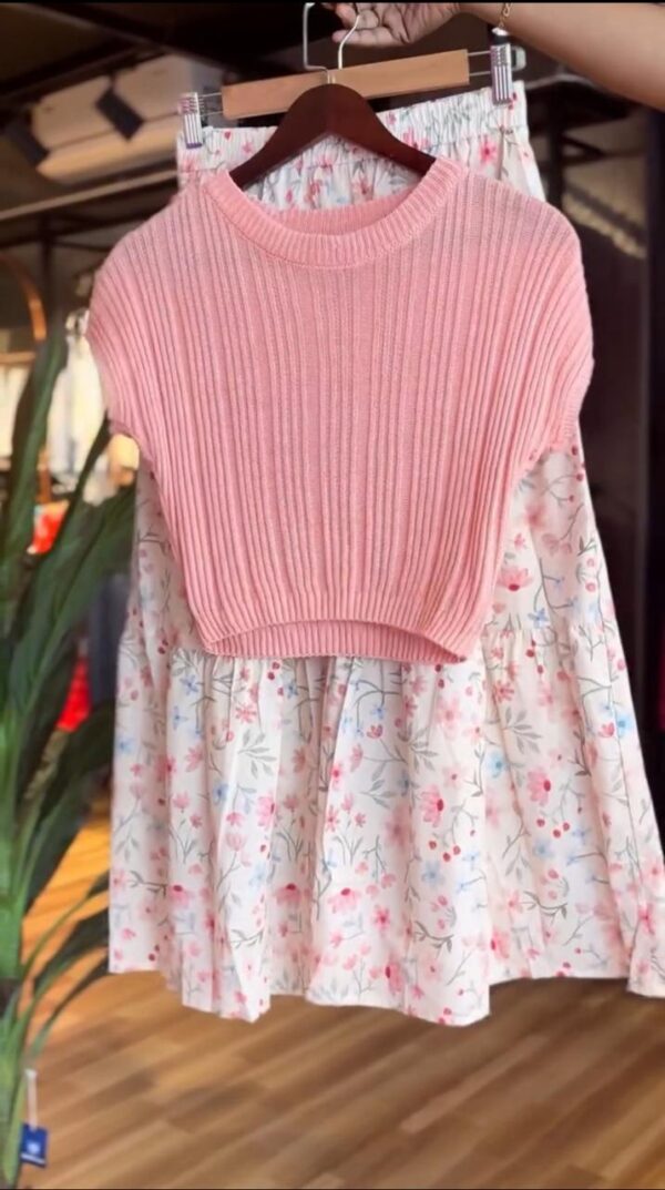 Pink Top & White Skirt Combo Western Wear