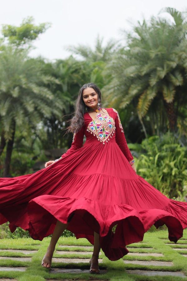 Maroon Colored Attractive Partywear Gown - Image 2
