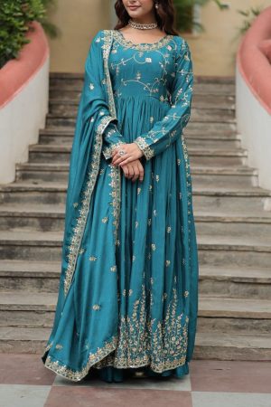 Rama Chinon with Rich Sequins Embroidered work Sharara Pair