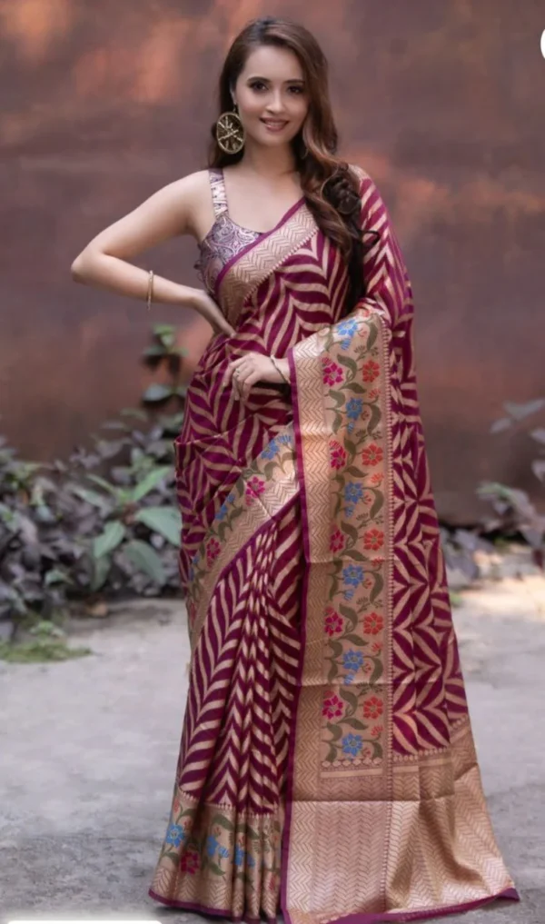 Banarasi Silk Festival Wear Bright Magenta Color Saree