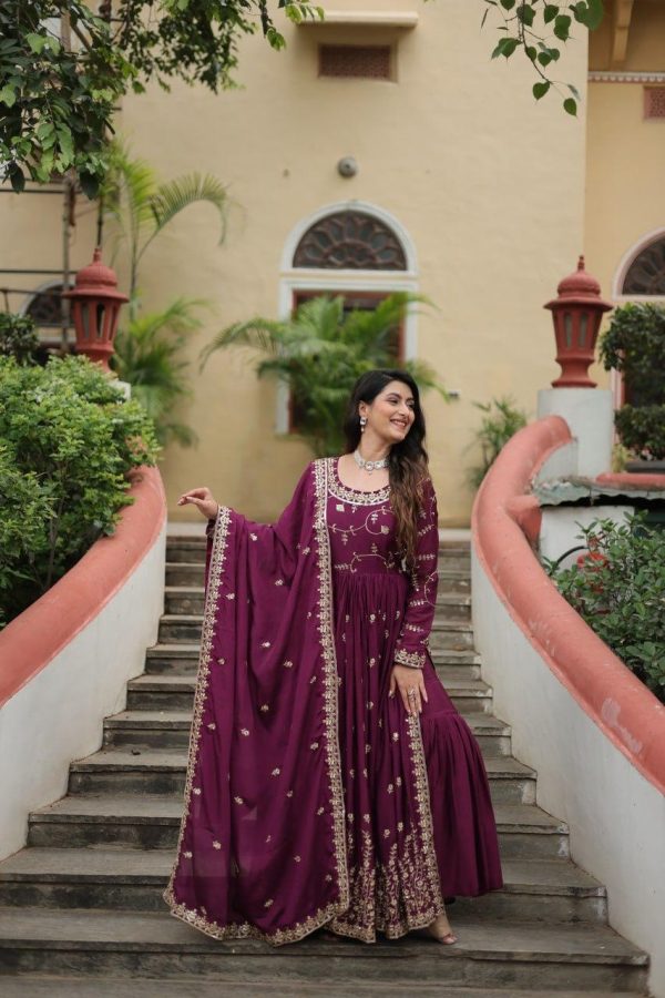 Rama Chinon with Rich Sequins Embroidered work Sharara Pair - Image 4